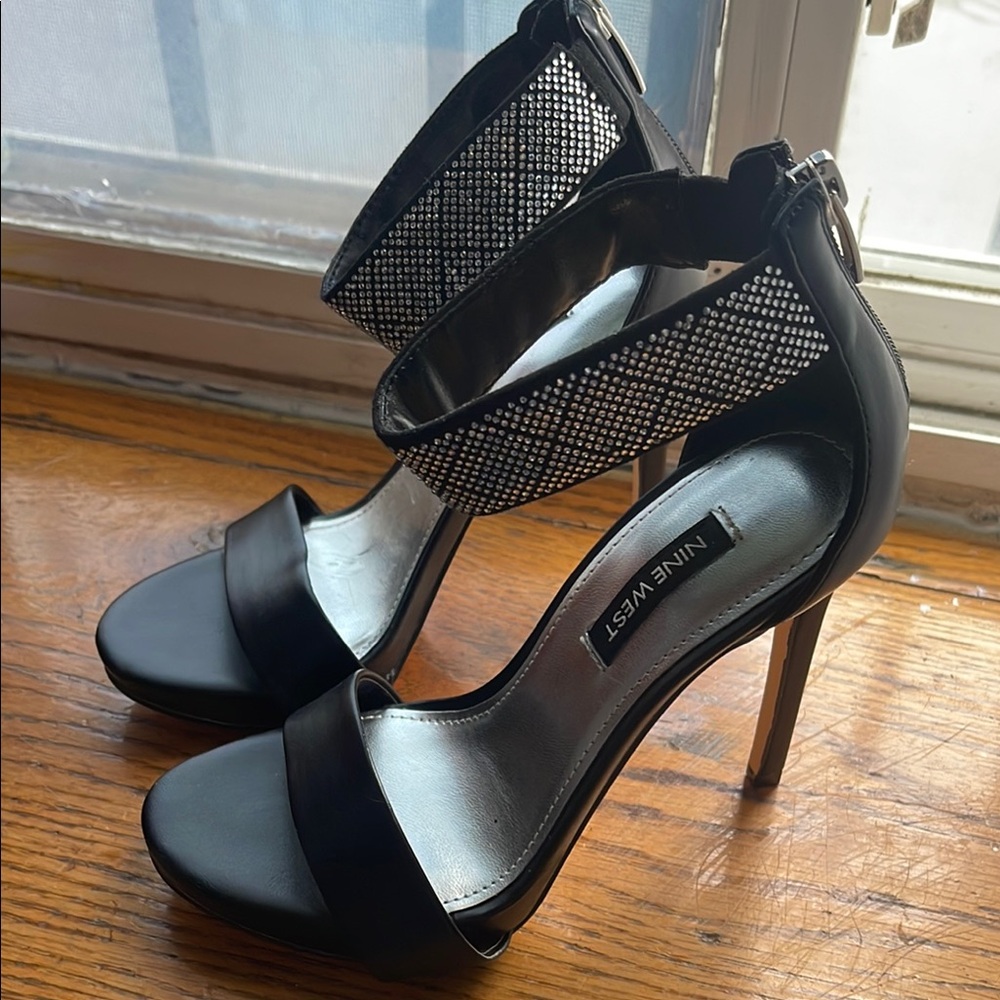Nine West Black Strappy Heels
